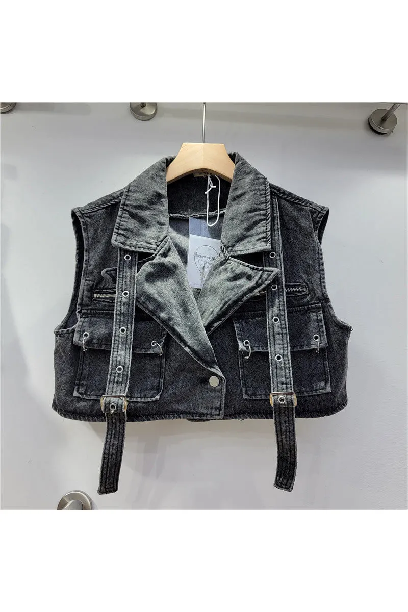 TK0693 Denim Vest Top