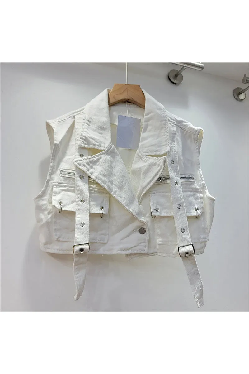 TK0693 Denim Vest Top