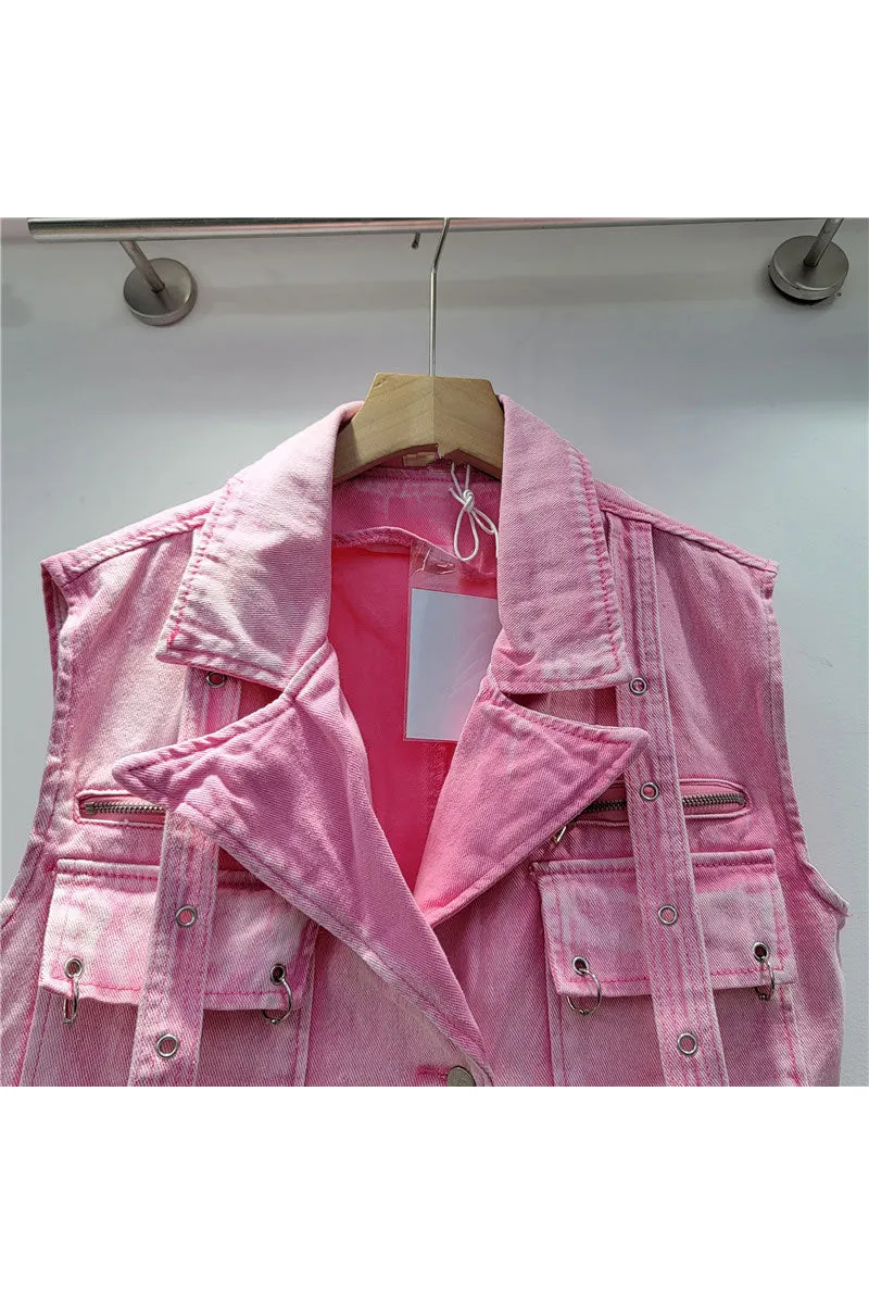 TK0693 Denim Vest Top