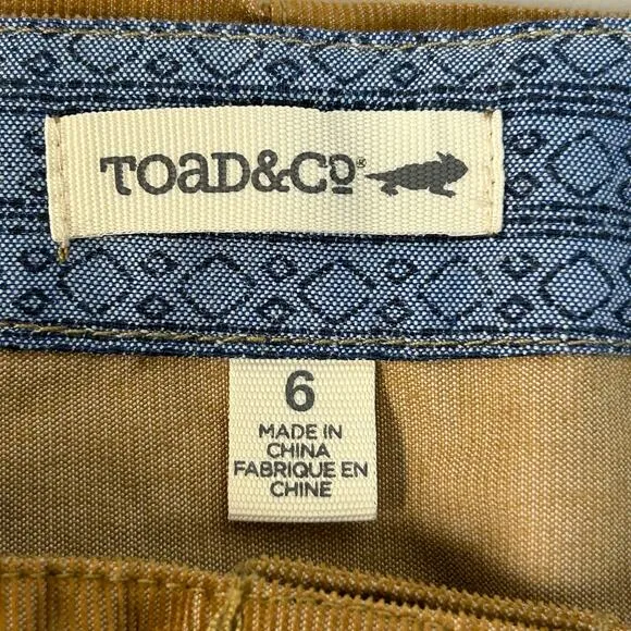 Toad &amp; Co Fall Corduroy Short Skirt Button Down Organic Camel Brown Size 6