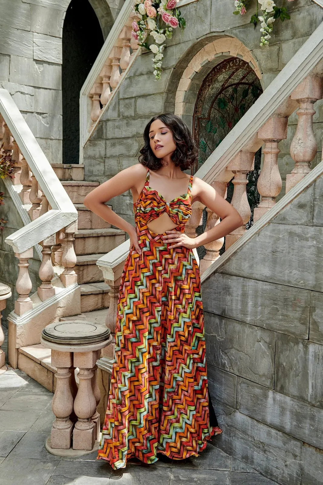Too good for you - printed cut out maxi dress