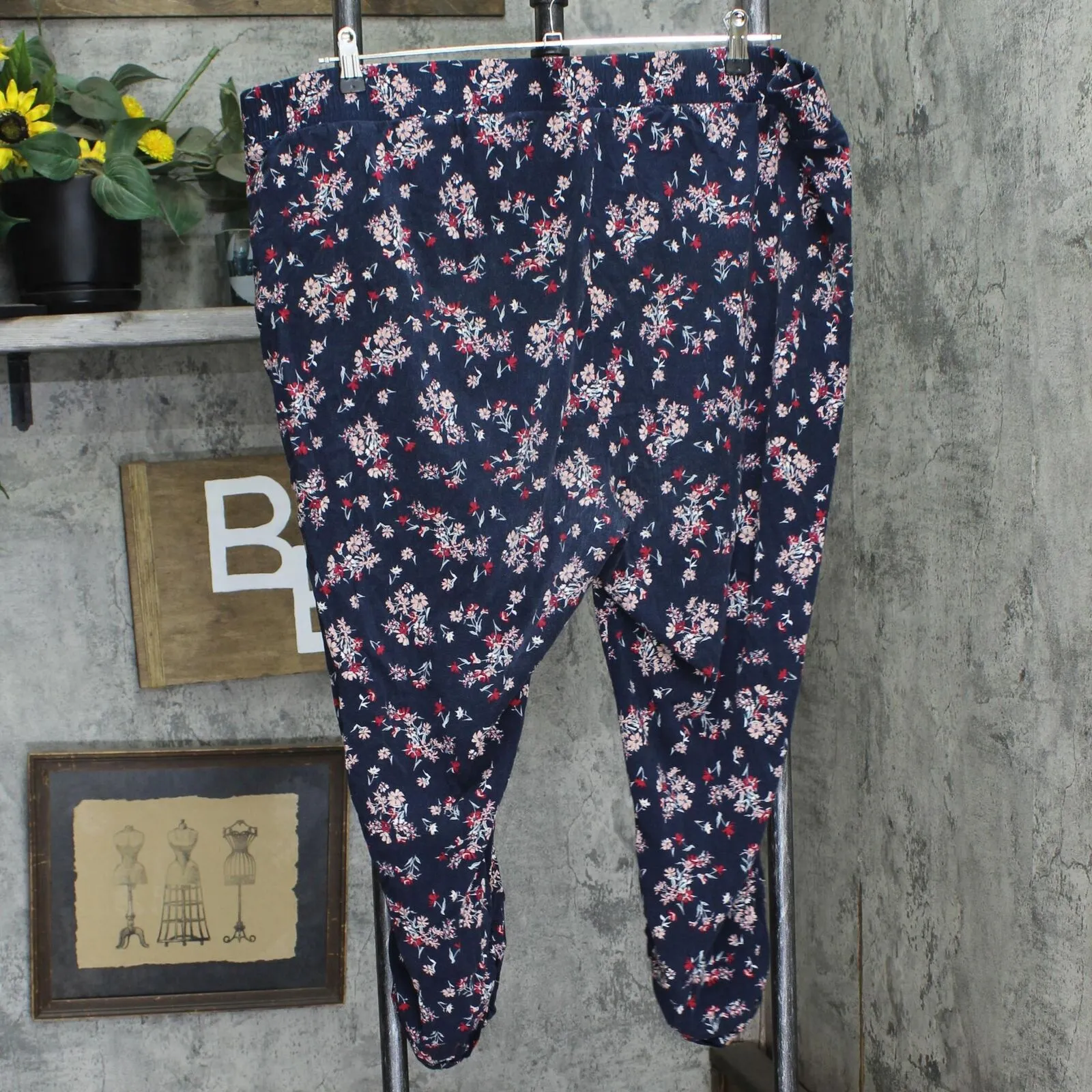 Torrid Womens Plus Size Ruched Leg Elastic Waist Pants Blue Multi 4