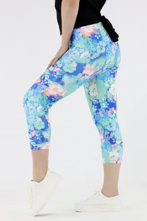 Tropical Bloom - Casual Capri Leggings
