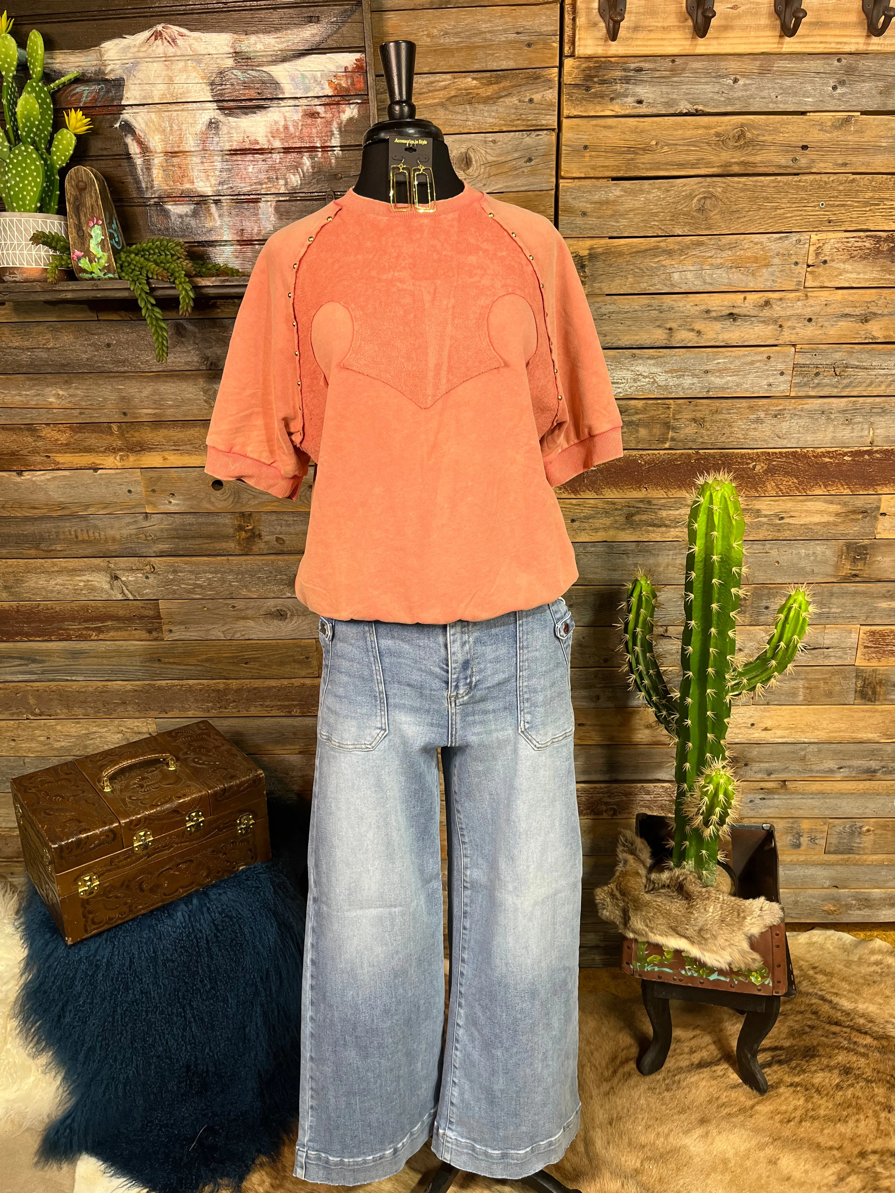 Tulsa French Terry Western Yoke Studded Sweatshirt