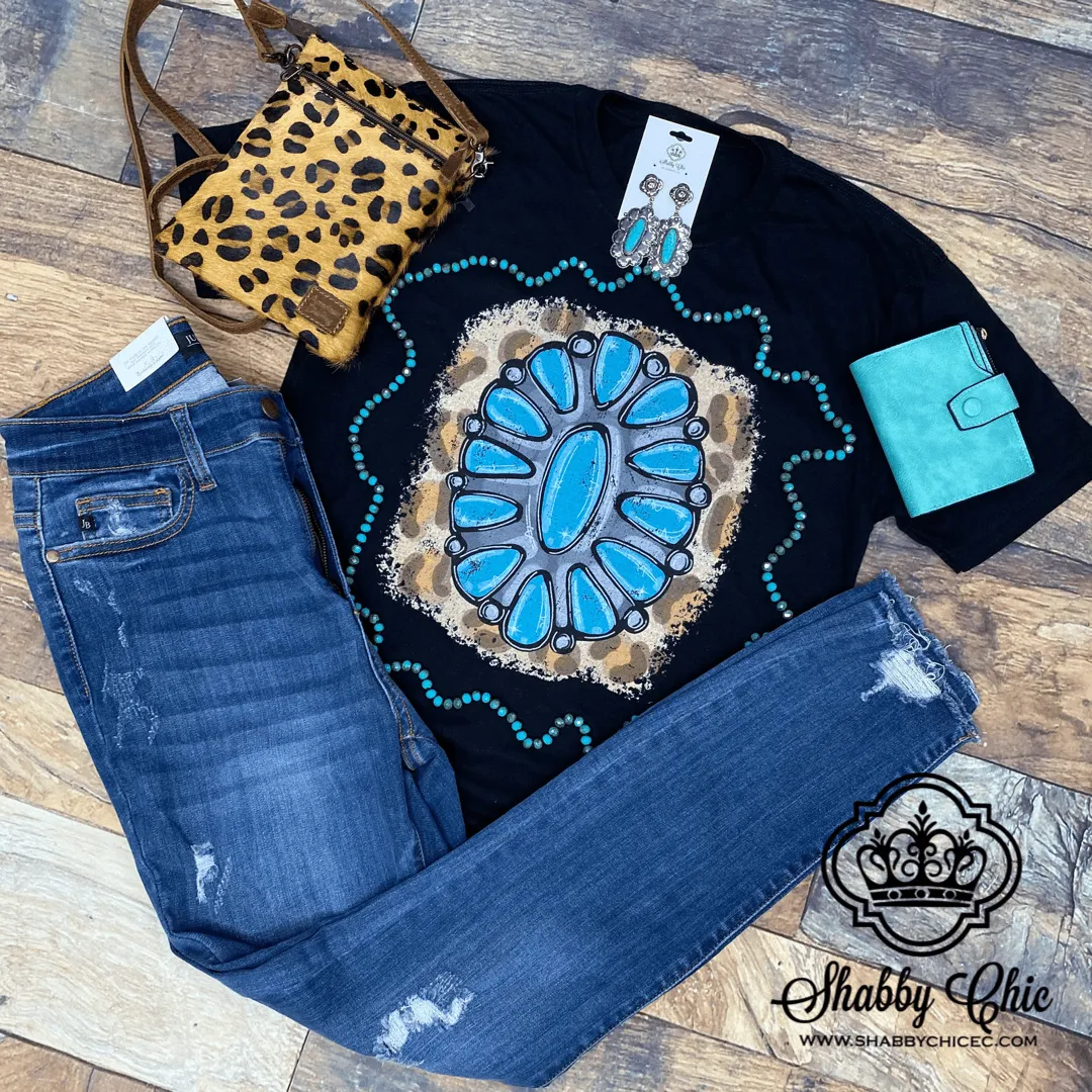 Turquoise Squash and Leopard Tee