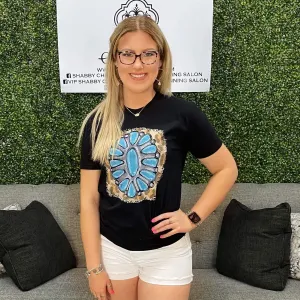 Turquoise Squash and Leopard Tee