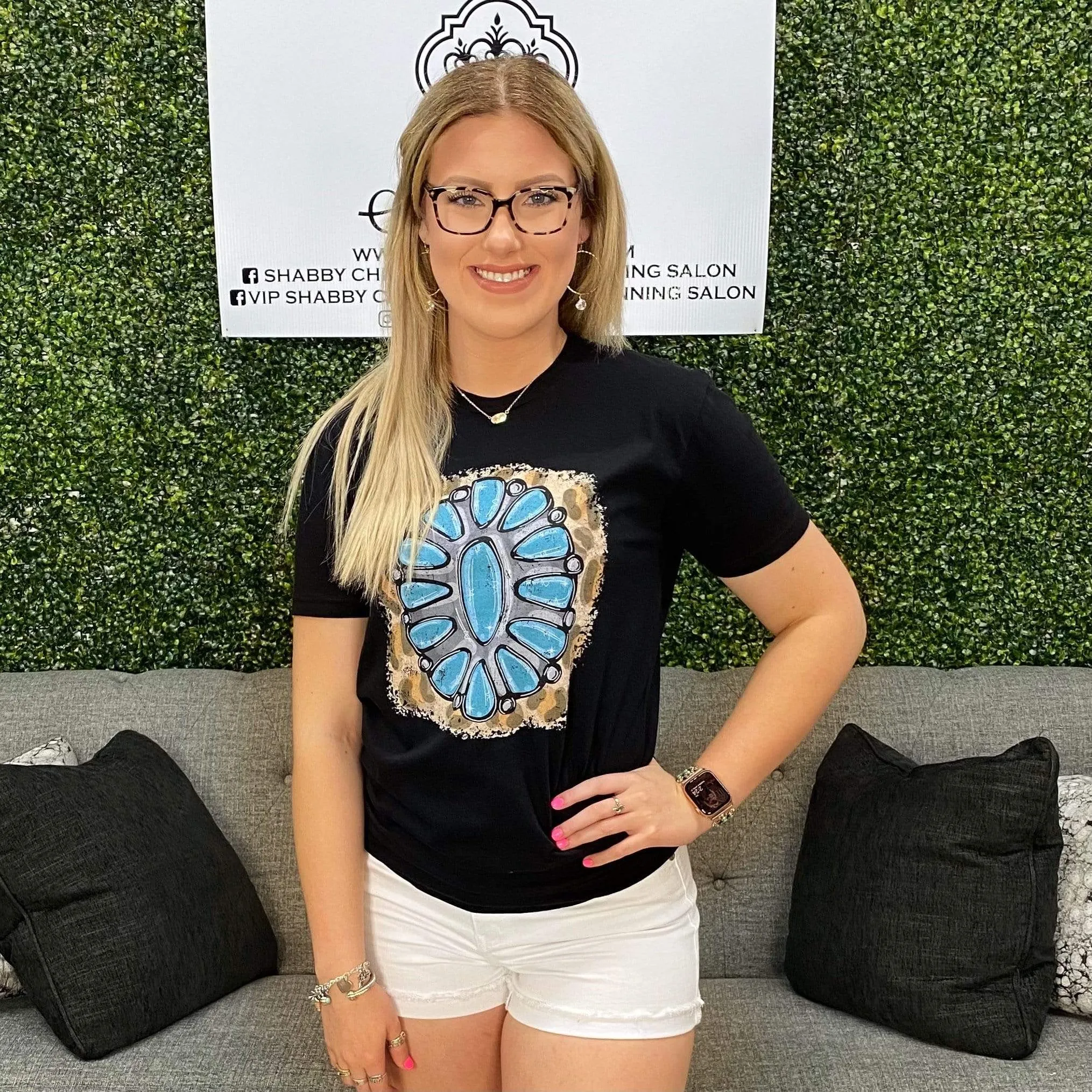 Turquoise Squash and Leopard Tee
