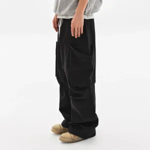 Two-Color Split Pleated Cargo Pants