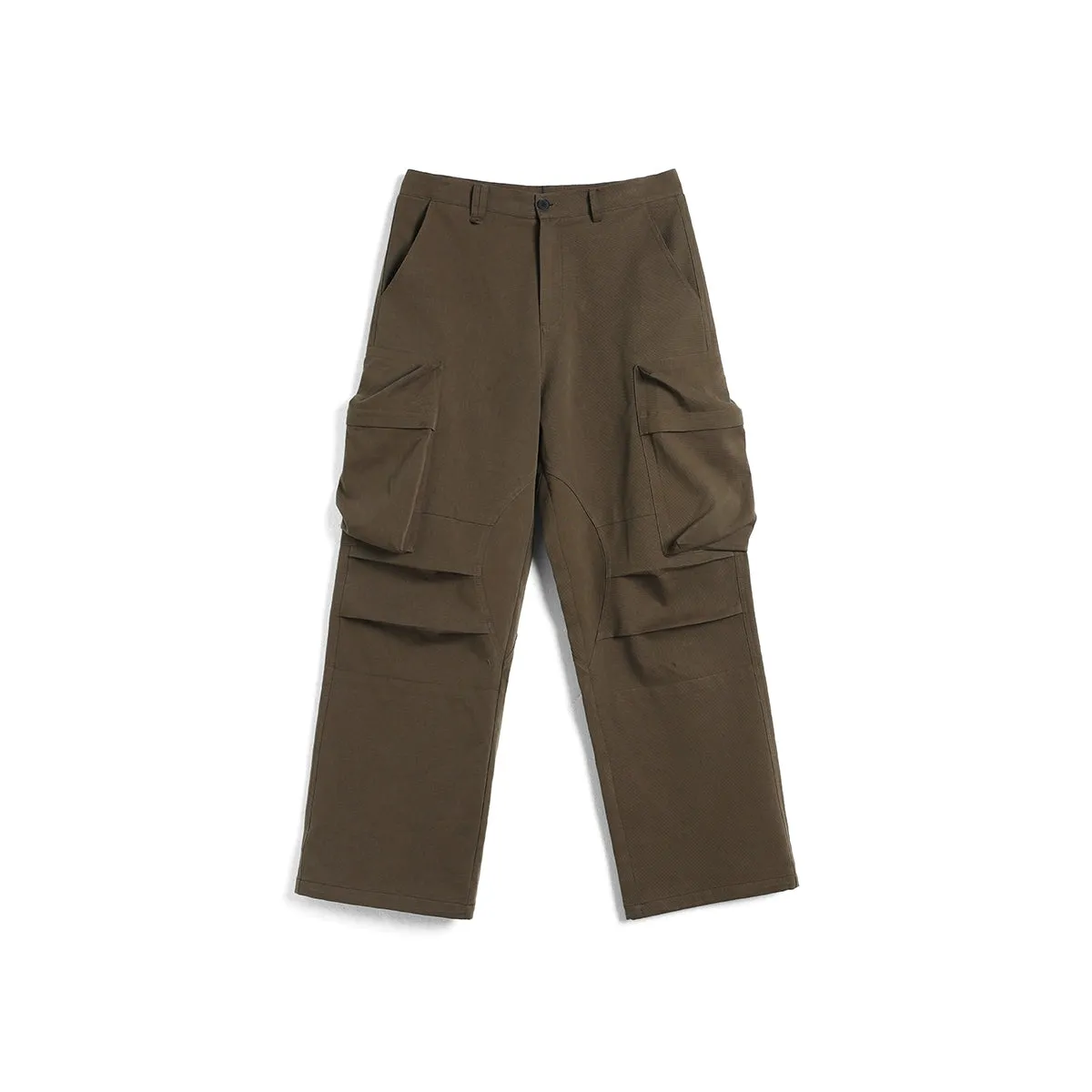 Two-Color Split Pleated Cargo Pants