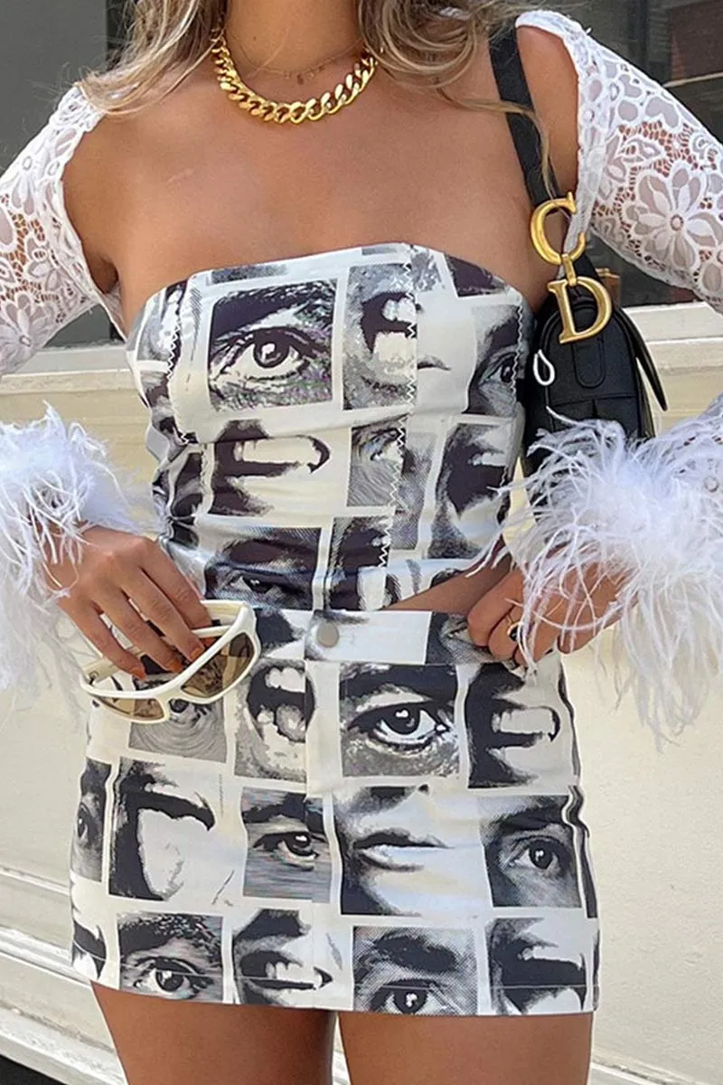 UH858 Crop Tube Top and Mini Skirt Set