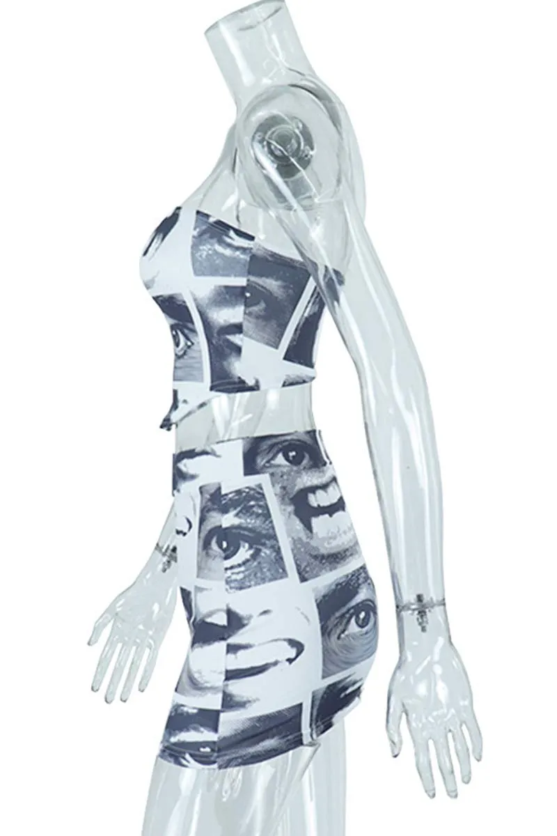 UH858 Crop Tube Top and Mini Skirt Set