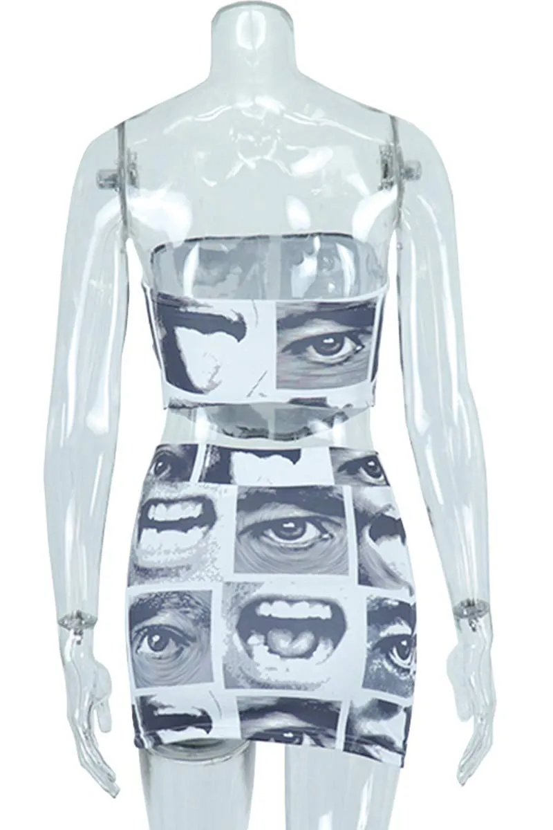 UH858 Crop Tube Top and Mini Skirt Set