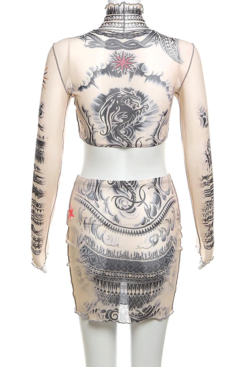 UI0493 Mesh Shirt and Skirt Set