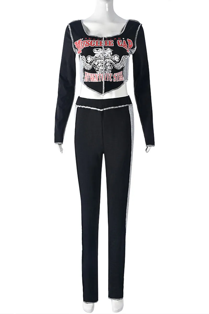 UI788 Graphic Shirt and Pants Set
