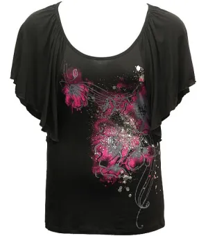 Unique Loose Sleeve Black Top