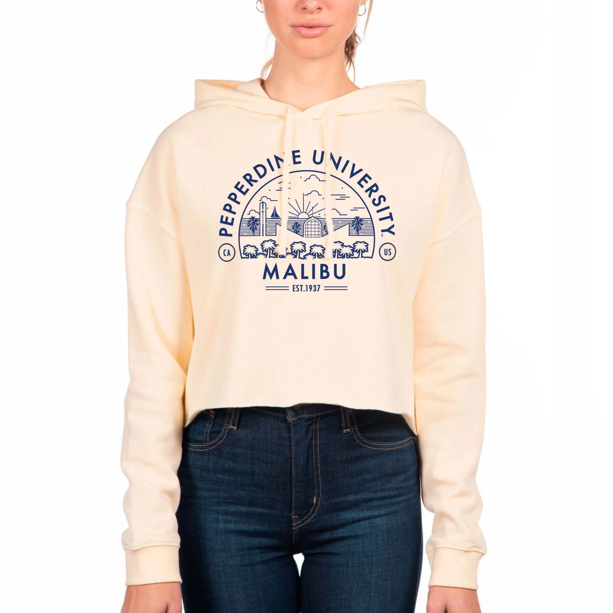 USCAPE Pepperdine University Voyager Crop Hoodie, Bone