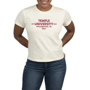 USCAPE Temple University Banner High Waisted Tee, Vintage White