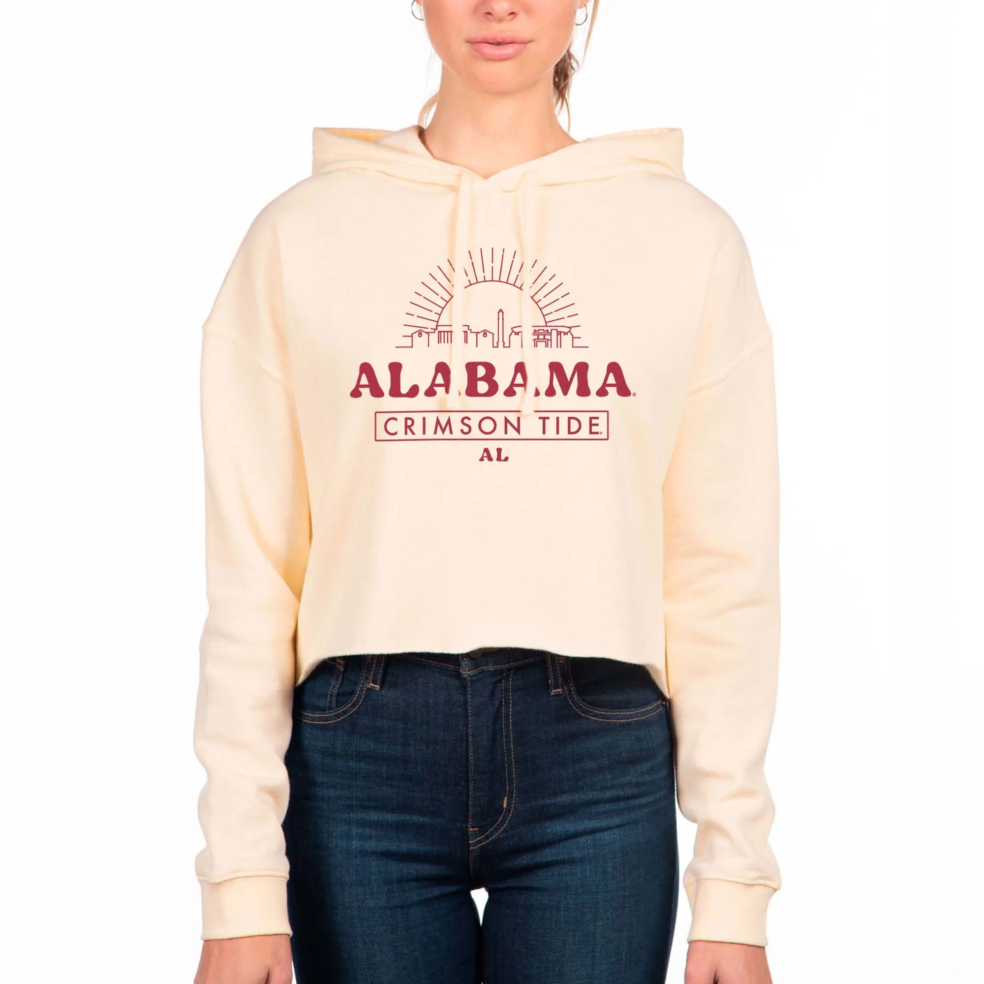 USCAPE University of Alabama Old School Crop Hoodie, Bone