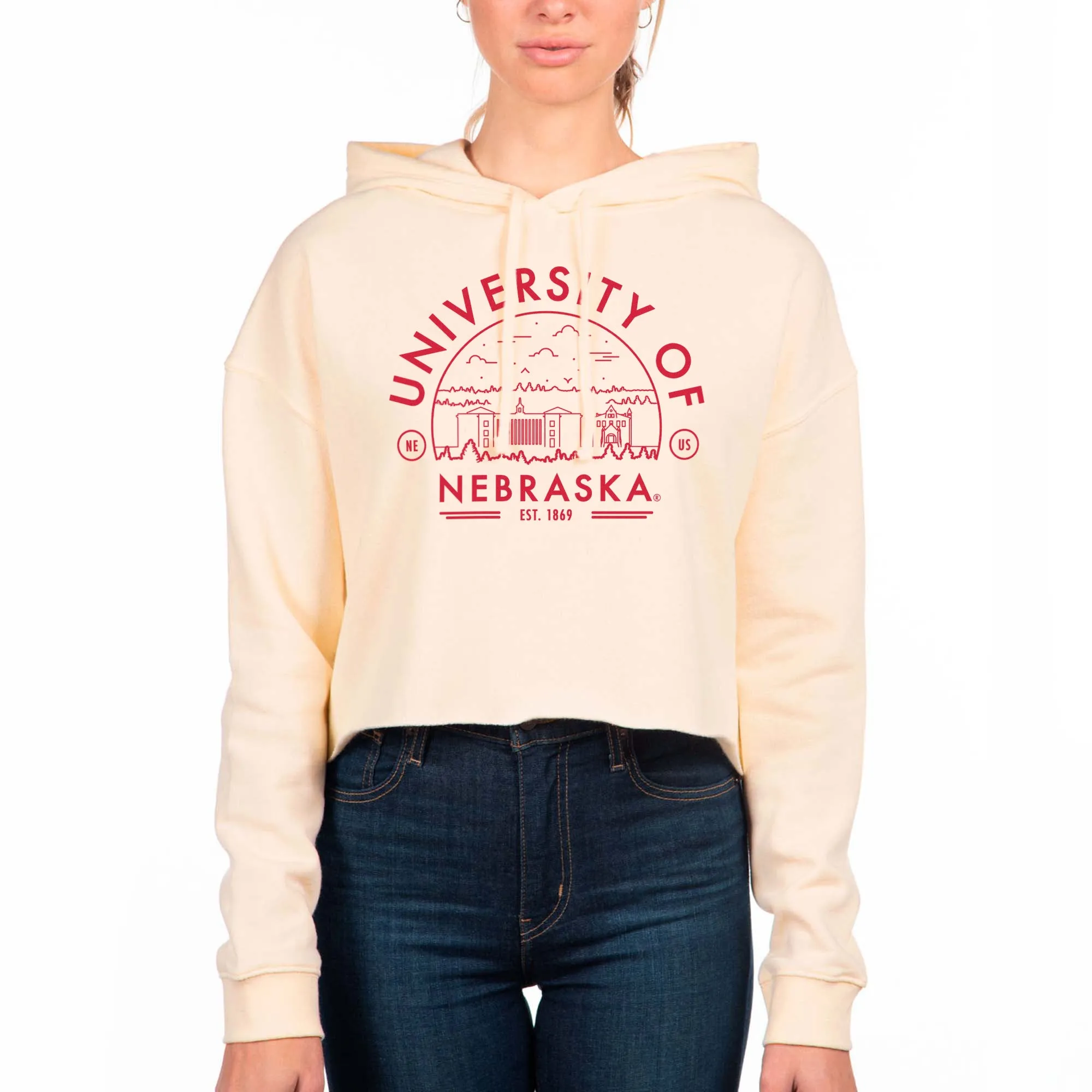 USCAPE University of Nebraska Voyager Crop Hoodie, Bone