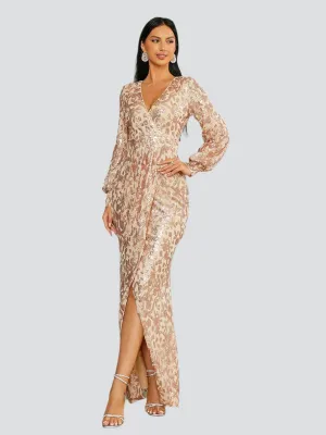 V-neck Split Sequin Wedding Guest Dress M01207
