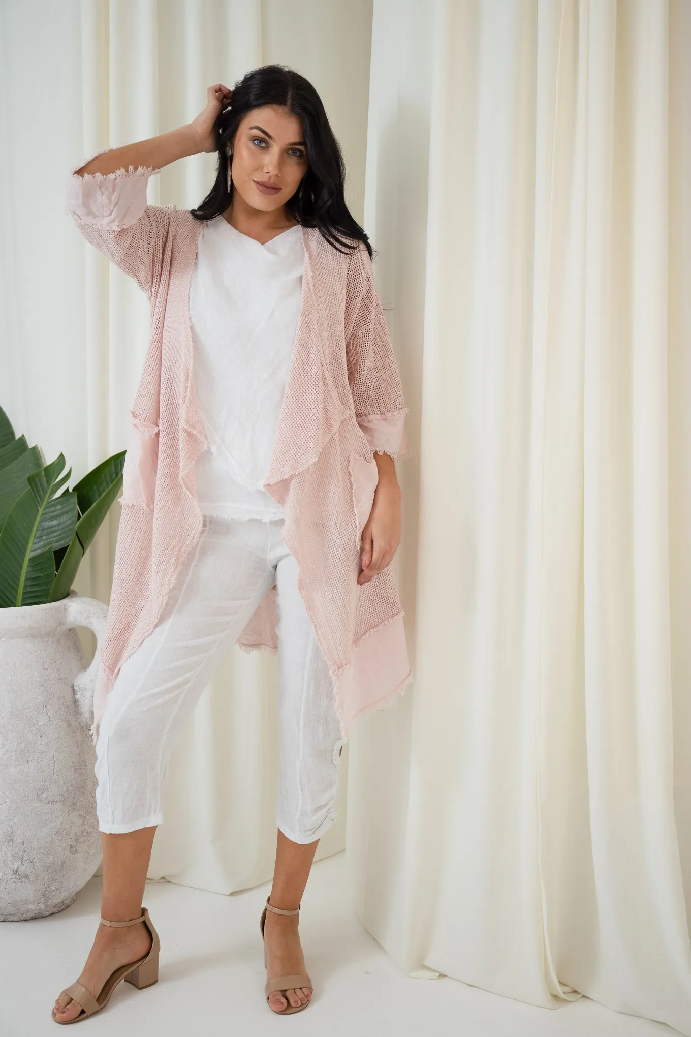 Valeria Long Mesh Jacket | Pink