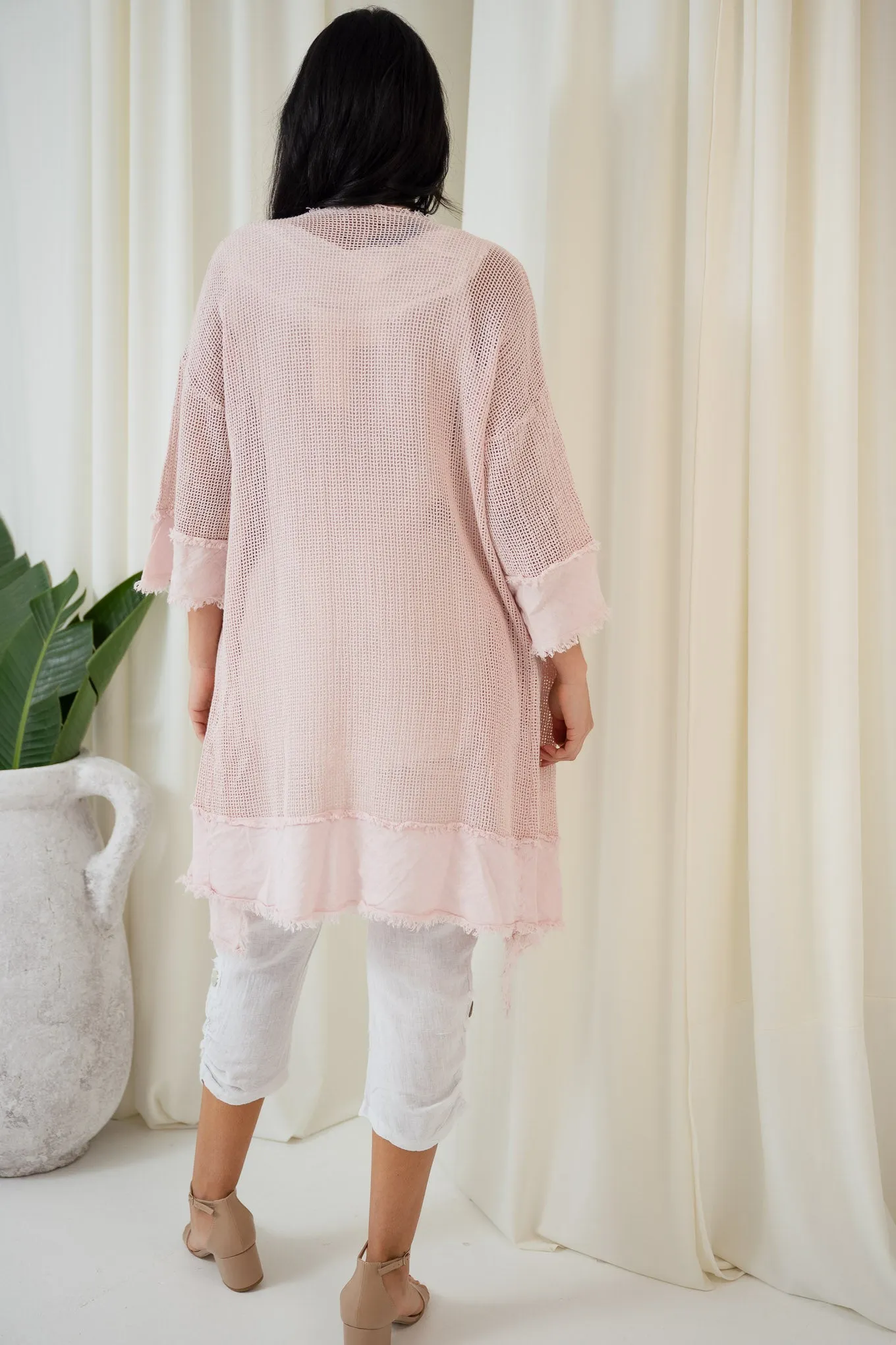 Valeria Long Mesh Jacket | Pink