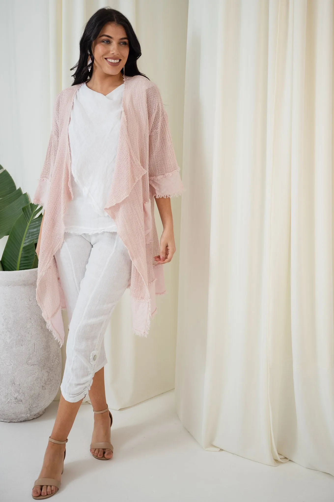 Valeria Long Mesh Jacket | Pink
