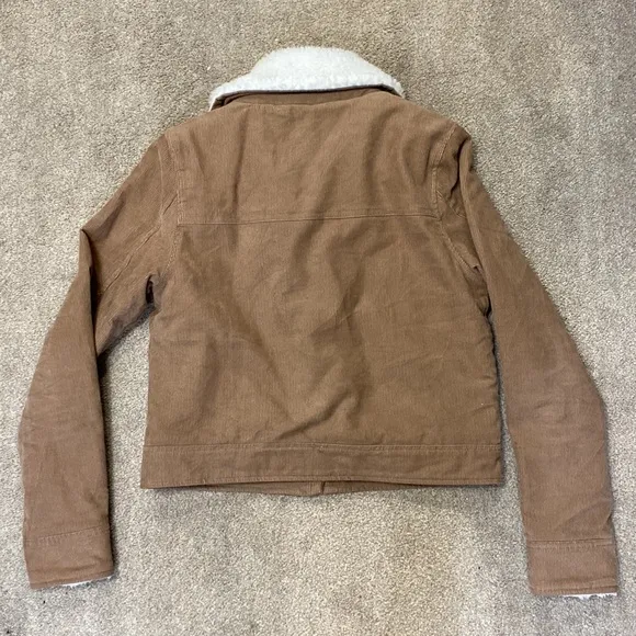 Vans Tan Corduroy Sherpa Lined Moto Jacket Size XS