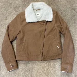 Vans Tan Corduroy Sherpa Lined Moto Jacket Size XS