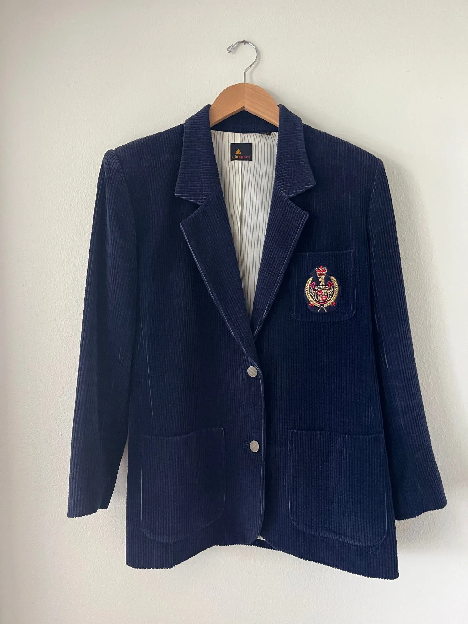 Varsity crest corduroy blazer