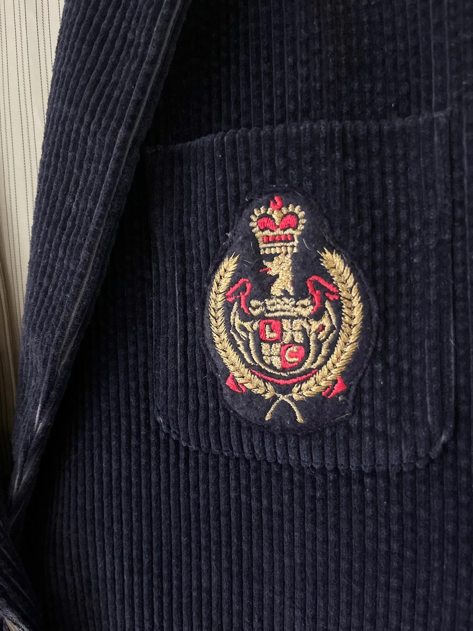 Varsity crest corduroy blazer