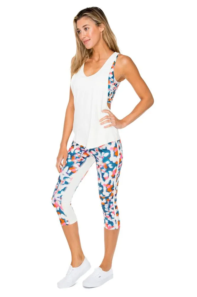VIA BLANCA - Stripe Panel Inner Thigh Capri Legging