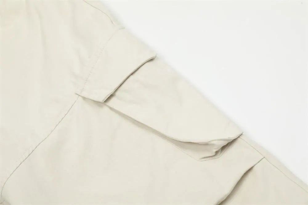 Vibe Trendy Brand Solid Color Tooling Straight Pants Men's European And American Street Design Pleated Loose Pocket Casual Pants