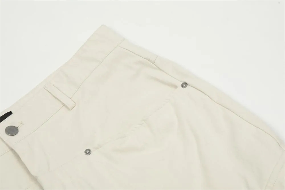 Vibe Trendy Brand Solid Color Tooling Straight Pants Men's European And American Street Design Pleated Loose Pocket Casual Pants
