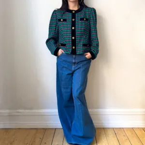 Vintage Colorful Cropped Jacket - Pure Wool, size EU42