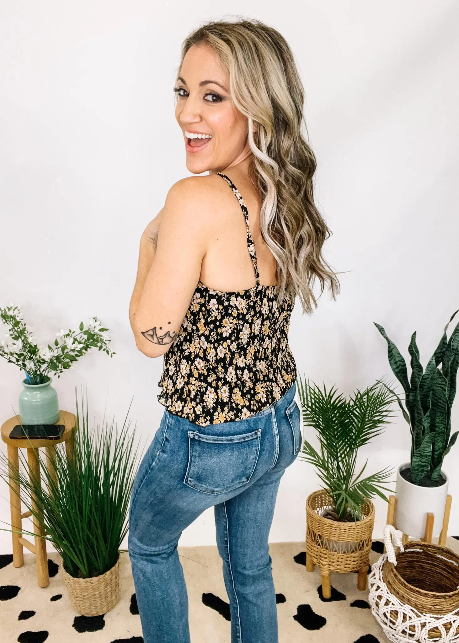 Vintage Floral Crinkle Cami