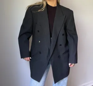 Vintage Grey Oversized Pinstripe Blazer
