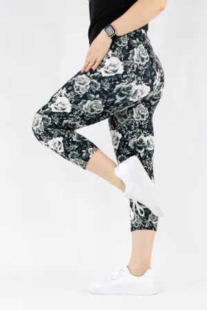 Vintage Rose - Casual Capri Leggings