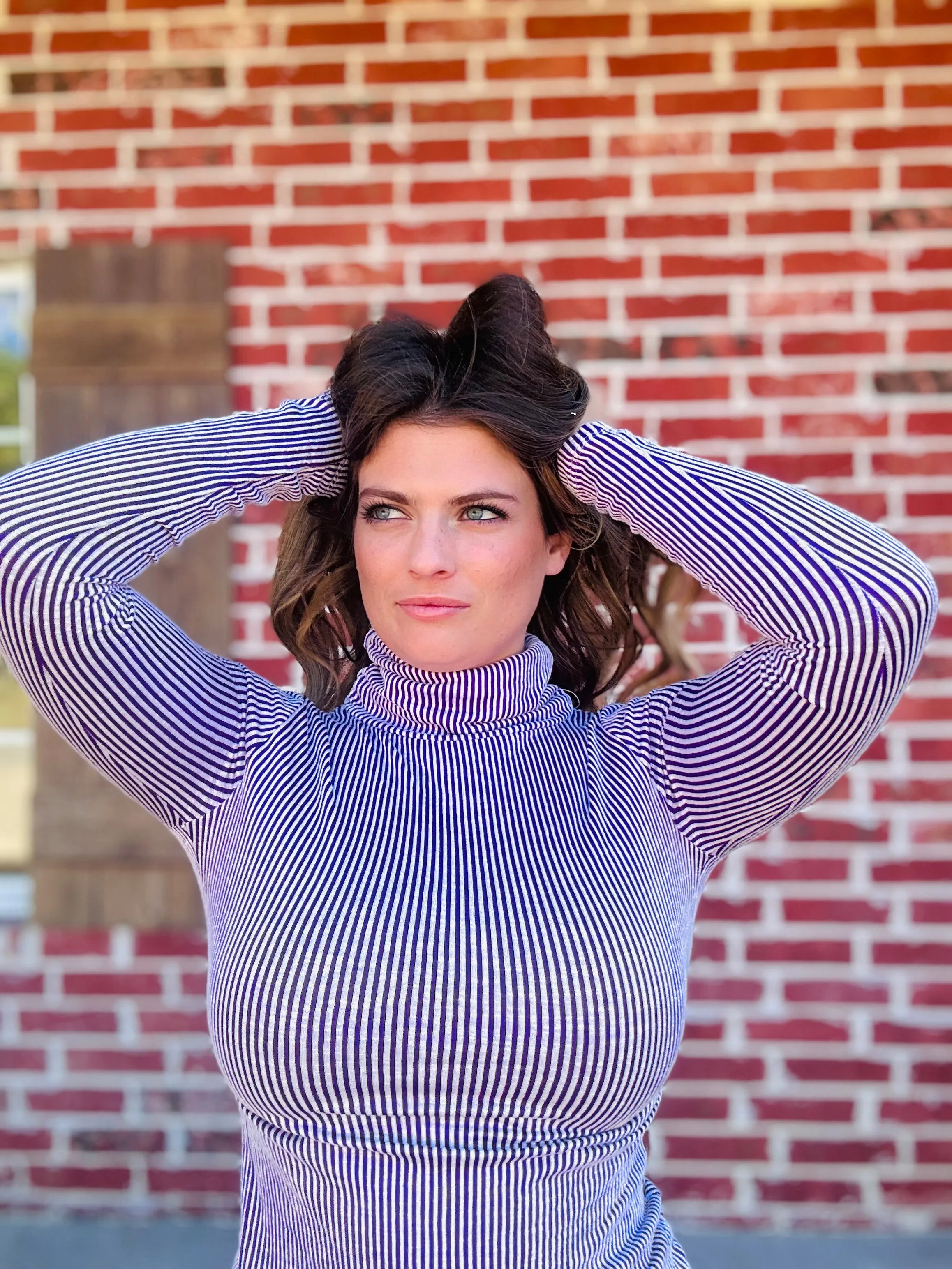 Violet Ribbed Turtleneck Top
