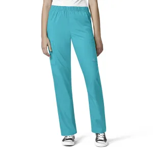 W123 5855 Unisex Multi-Cargo Scrub Pants Teal Blue