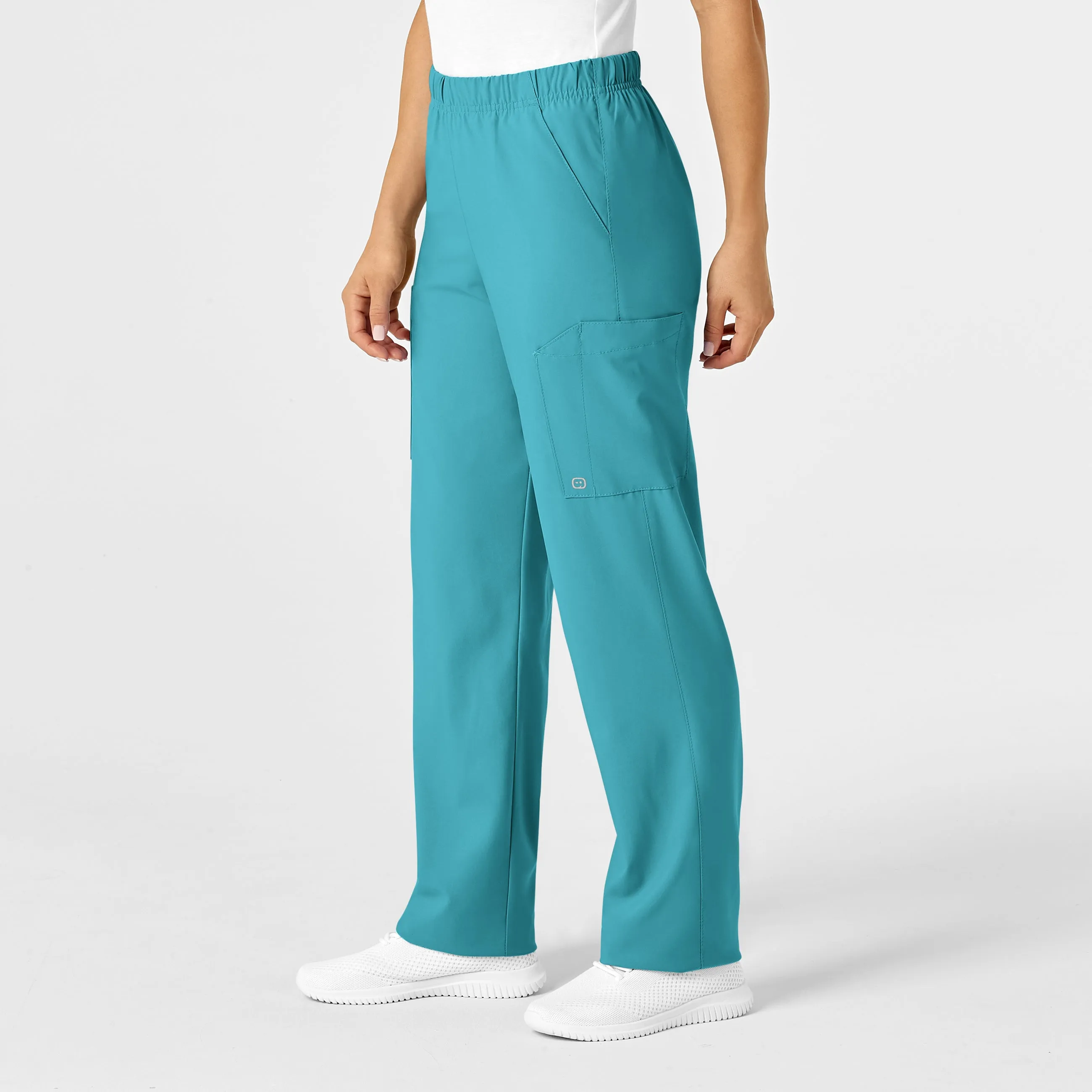 W123 5855 Unisex Multi-Cargo Scrub Pants Teal Blue