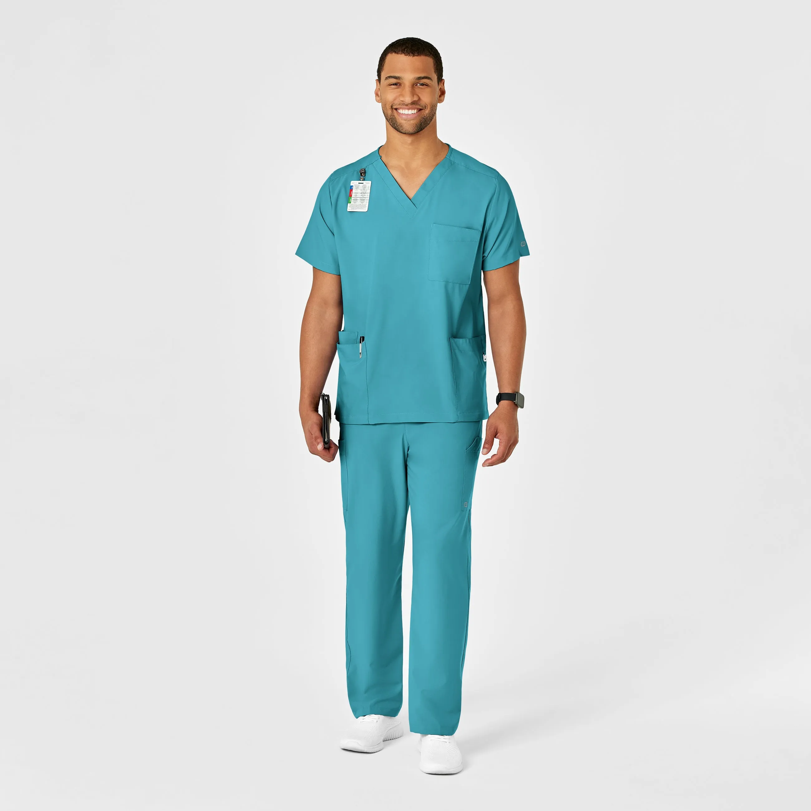 W123 5855 Unisex Multi-Cargo Scrub Pants Teal Blue