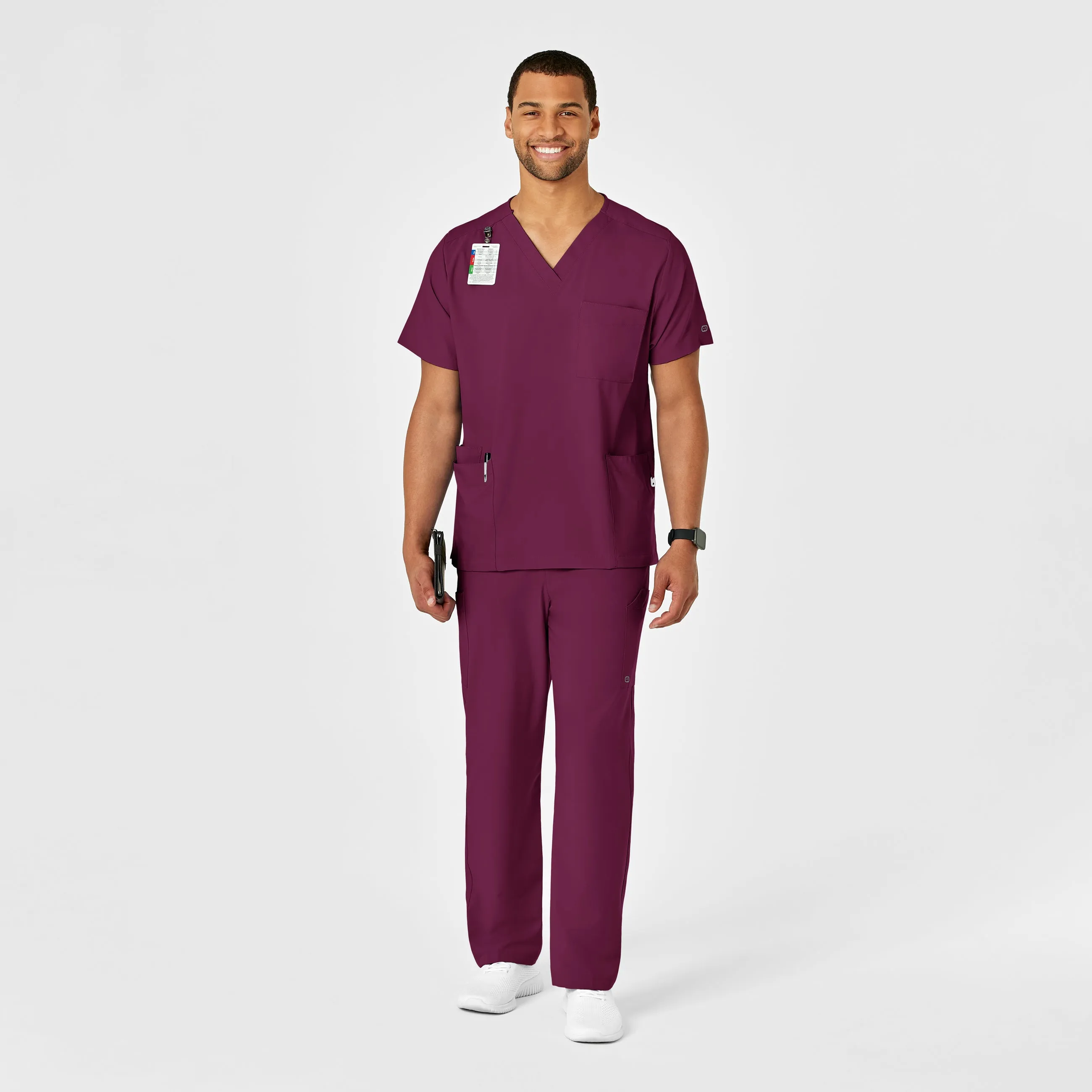 W123 5855 Unisex Multi-Cargo Scrub Pants Wine