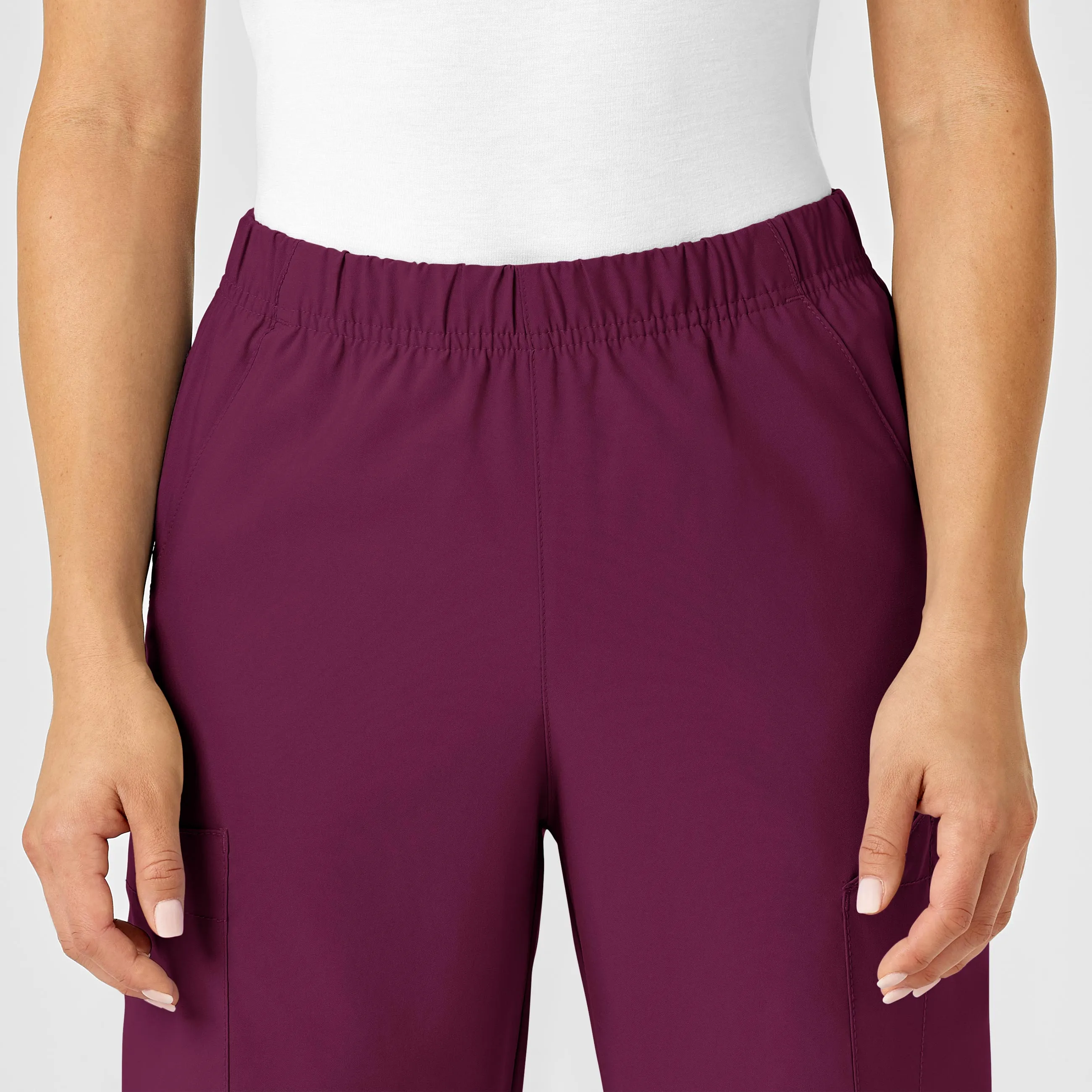 W123 5855 Unisex Multi-Cargo Scrub Pants Wine