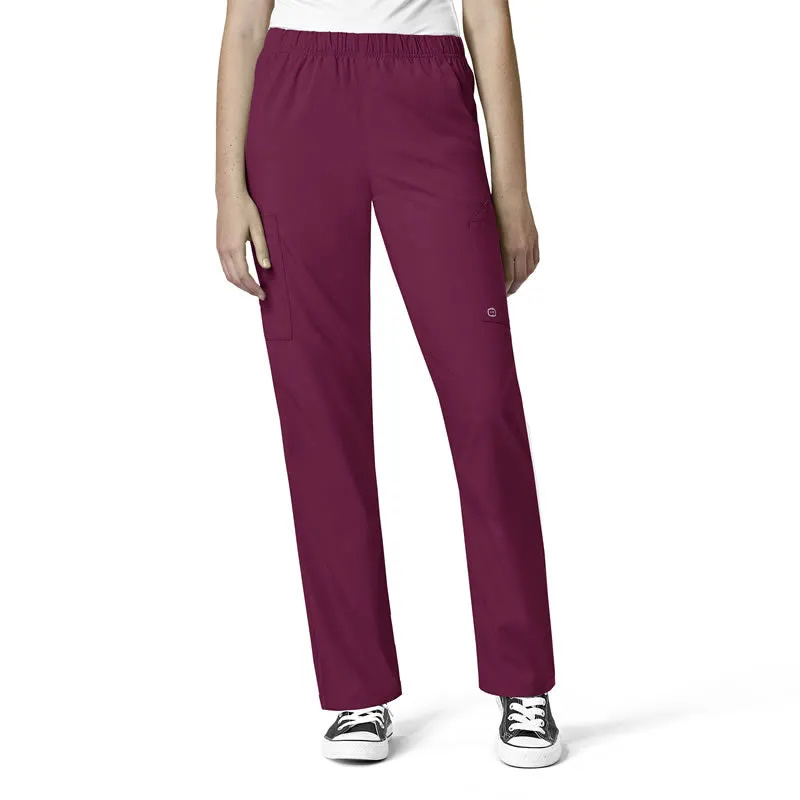 W123 5855 Unisex Multi-Cargo Scrub Pants Wine