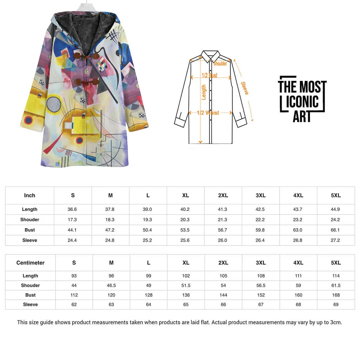 Wassily Kandinsky Yellow-Red-Blue Fleece Trench Coat