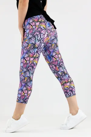 Watercolour Butterfly - Casual Capri Leggings