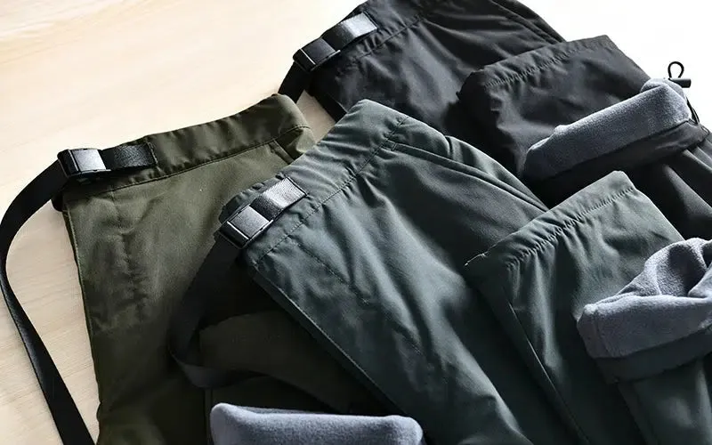 Waterproof Velvet Buckle Straight Pants