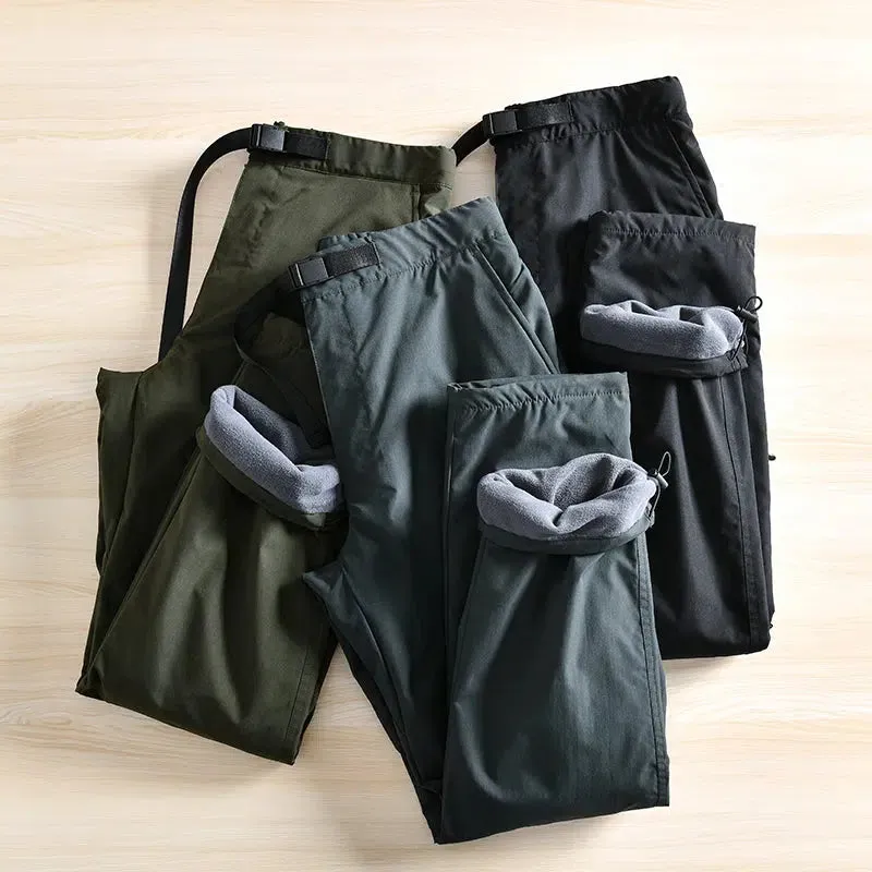 Waterproof Velvet Buckle Straight Pants
