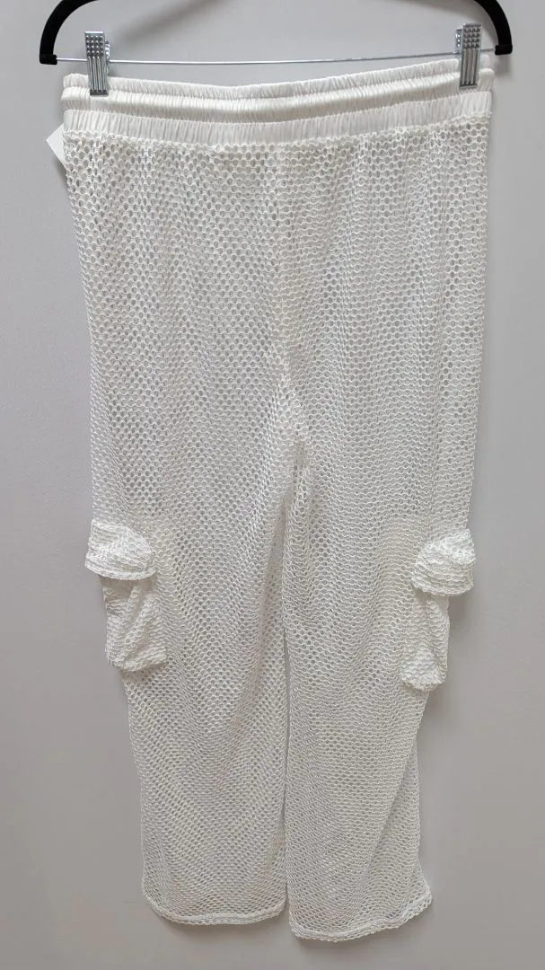 Waves to Coast White Mesh Cargo Pants